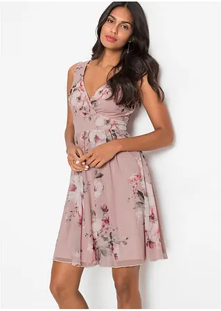 Bonprix Modernes Kleid Mit Tiefem Ausschnitt Und Schönem Druck - Rosa