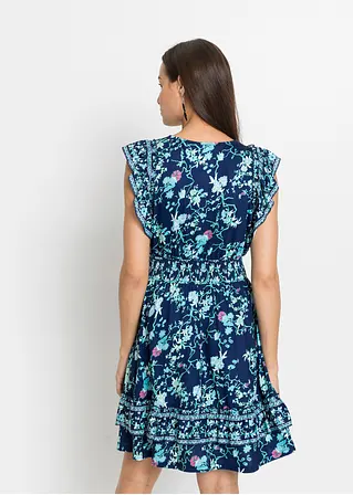 Bonprix Modernes Kleid Mit Volant Und Schönem Druck - Blau