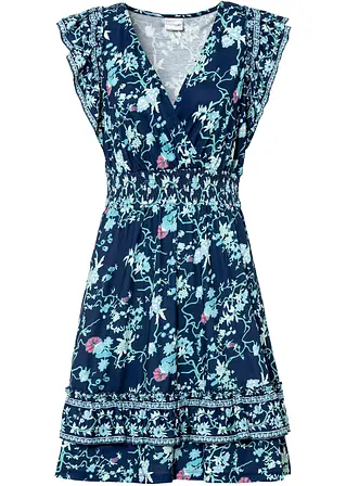 bonprix Modernes Kleid mit Volant und schönem Druck - blau