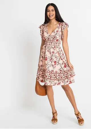 Bonprix Modernes Kleid Mit Volant Und Schönem Druck - Orange