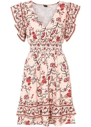 bonprix Modernes Kleid mit Volant und schönem Druck - orange