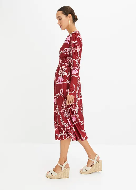 Bonprix Modernes Kleid Mit Weit Schwingendem Rock - Rot - Damen
