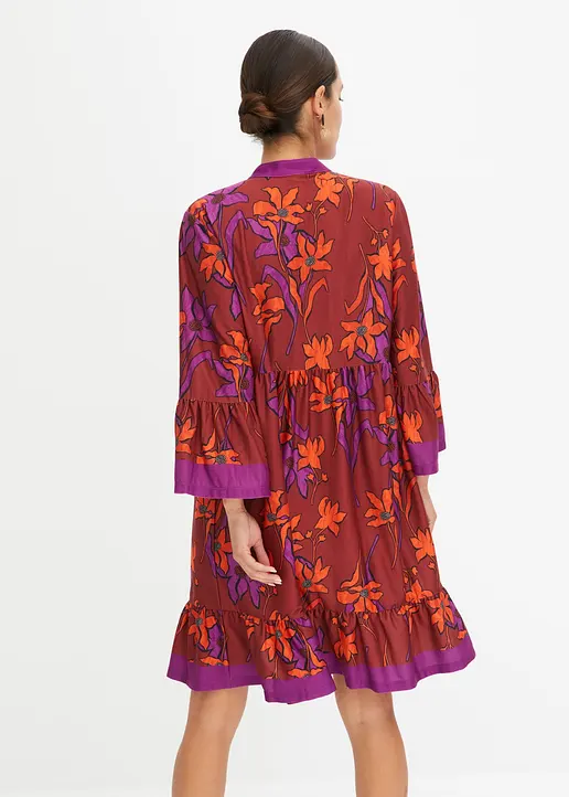 Bonprix Modernes Kleid Mit Weitem Rock Und Volantärmeln - Rot