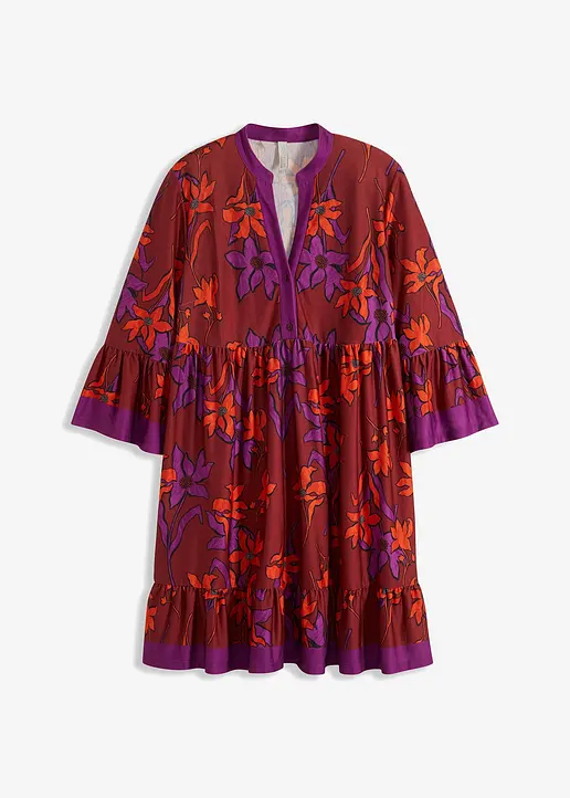 bonprix Modernes Kleid mit weitem Rock und Volantärmeln - rot