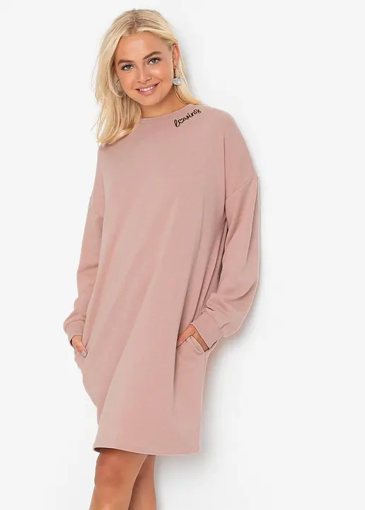 Bonprix Modernes Kurzes Sweatkleid Mit Eingriffstaschen - Rosa