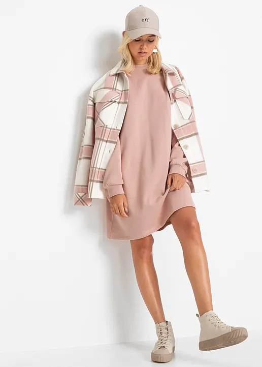 Bonprix Modernes Kurzes Sweatkleid Mit Eingriffstaschen - Rosa