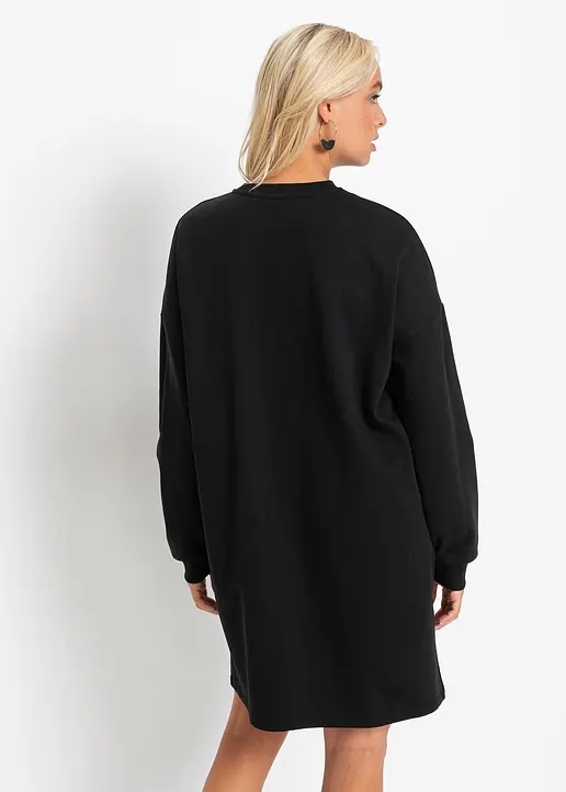 Bonprix Modernes Kurzes Sweatkleid Mit Eingriffstaschen - Schwarz