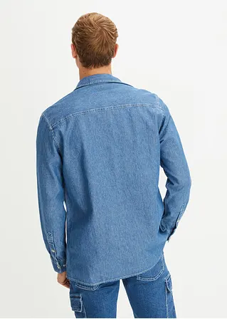 Bonprix Modernes Langarm-Jeanshemd Mit Zwei Aufgesetzten Taschen - Blau