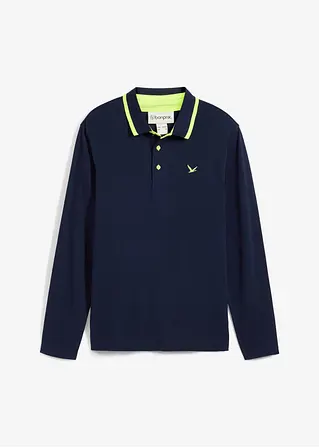 bonprix modernes Langarm-Poloshirt in Piqué-Qualität - blau