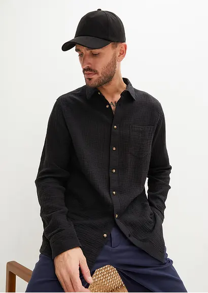 Bonprix Modernes Langarmhemd Aus Luftig-leichter Musselin-Qualität