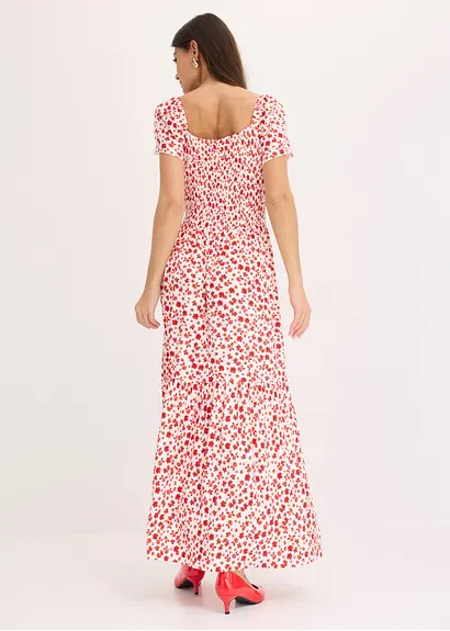 Bonprix Modernes Langes Kleid Mit Eckigem Ausschnitt - Weiß