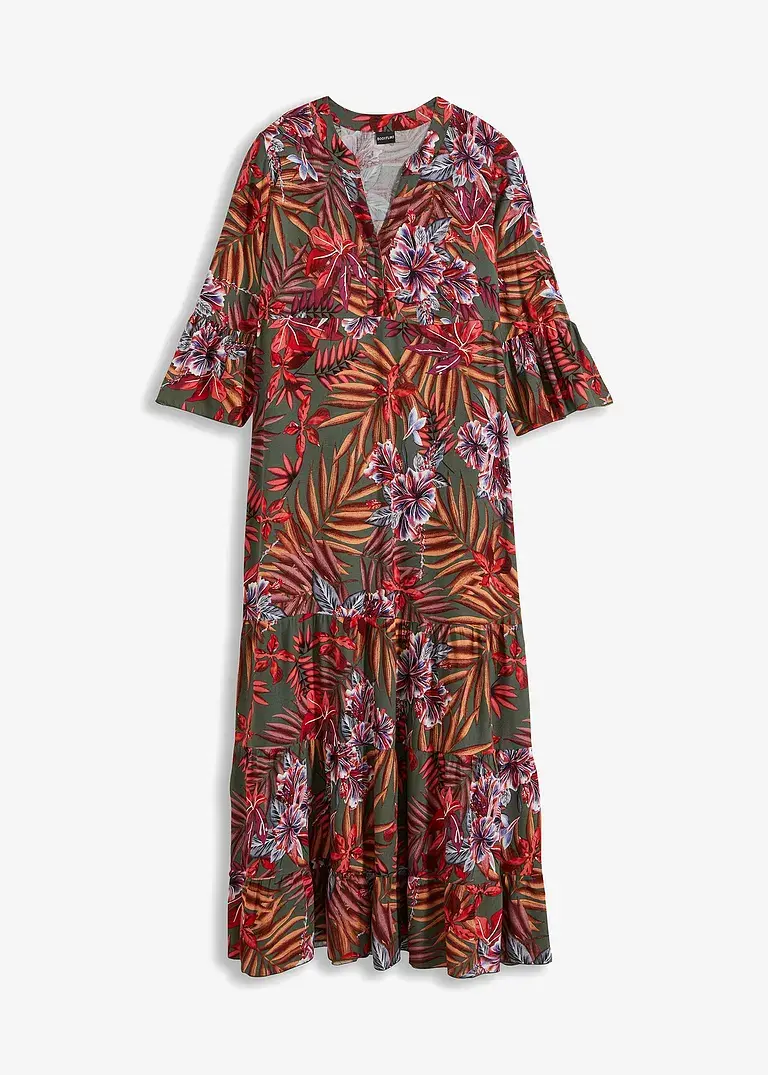 Bonprix Modernes Langes Kleid Mit Schönem Druck - Grün - Damen