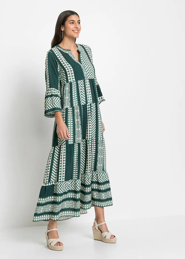 Bonprix Modernes Langes Kleid Mit Schönem Druck - Petrol