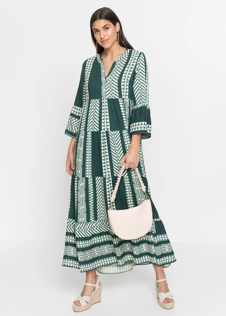 Bonprix Modernes Langes Kleid Mit Schönem Druck - Petrol