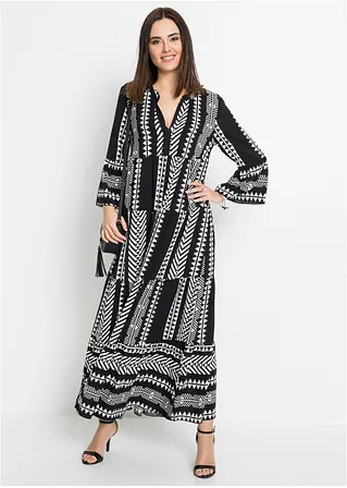 Bonprix Modernes Langes Kleid Mit Schönem Druck - Schwarz