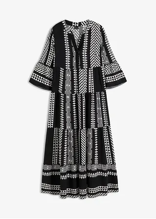 Bonprix Modernes Langes Kleid Mit Schönem Druck - Schwarz