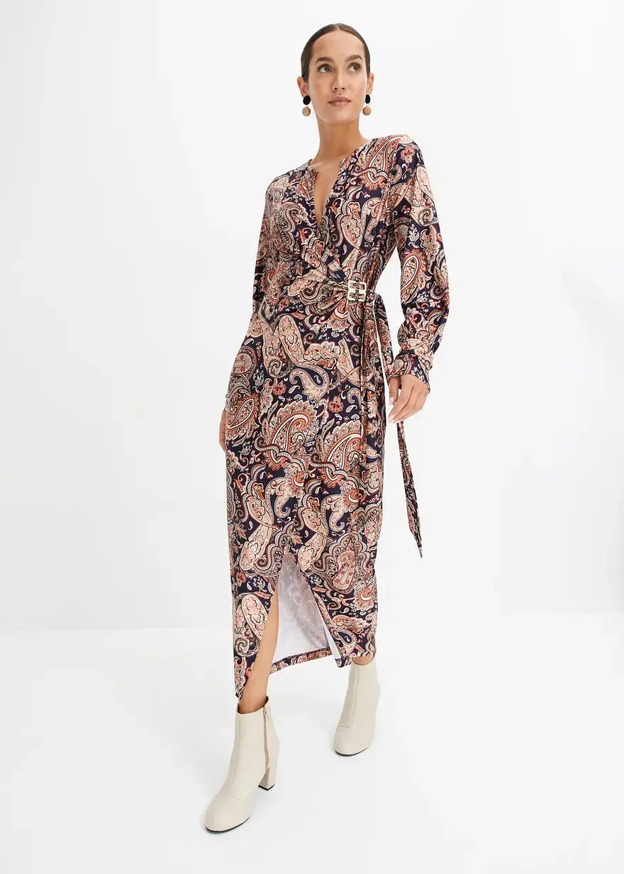 Bonprix Modernes Maxikleid Mit Schöner Schnalle In Der Taille Und Einem Schlitz