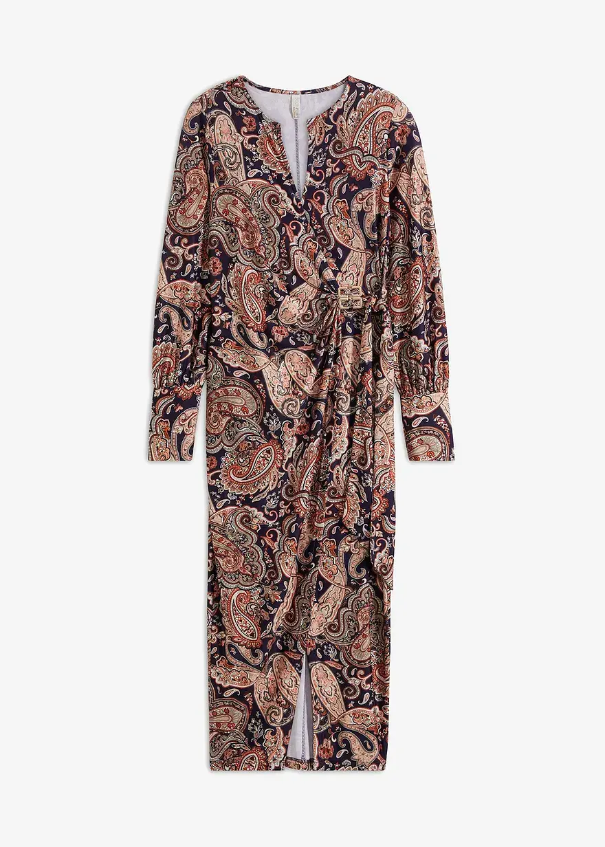 bonprix Modernes Maxikleid mit schöner Schnalle in der Taille und einem Schlitz