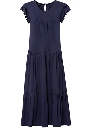 bonprix Modernes mittellanges Kleid mit Knopfverschluss im Nacken - blau