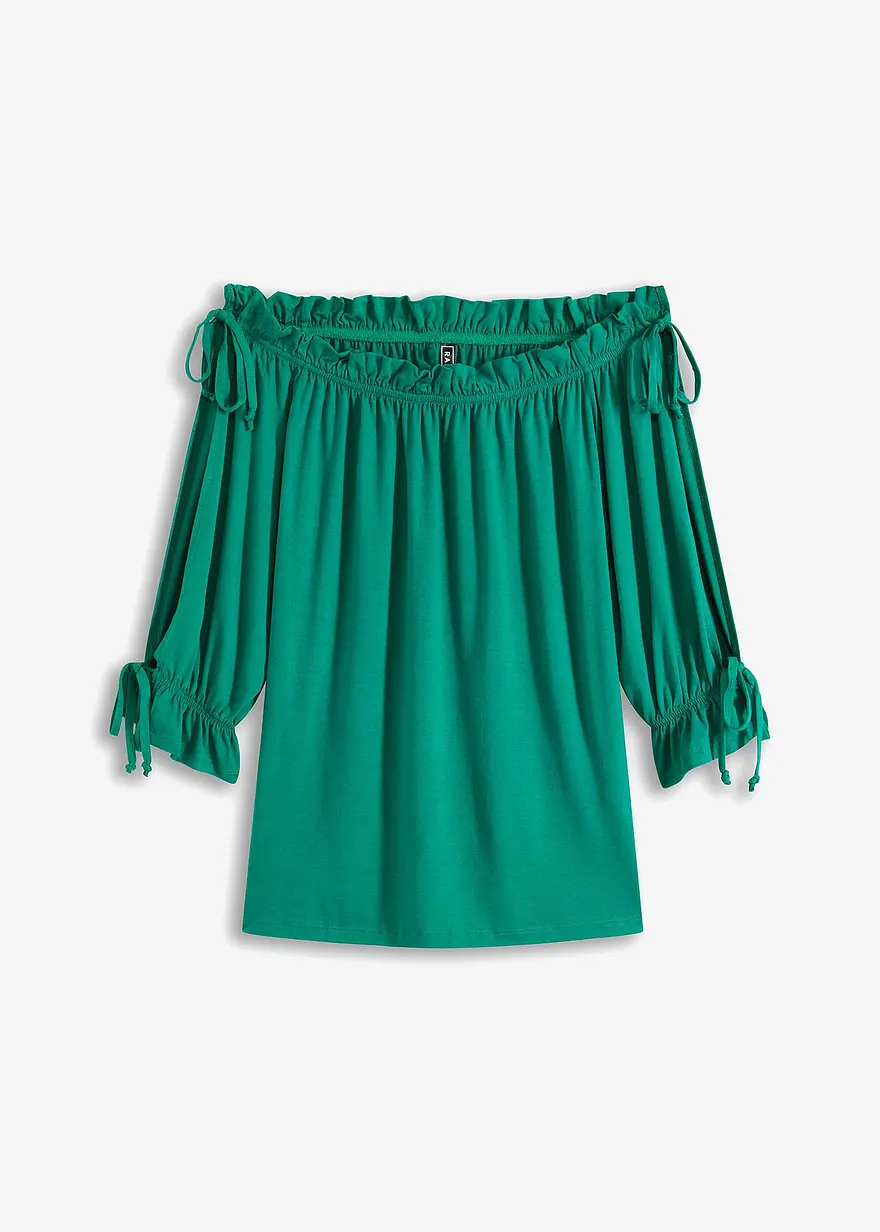 bonprix Modernes Off-Shoulder-Shirt mit Bindedetails - grün