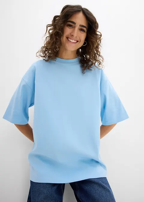 Bonprix Modernes Oversize Shirt Aus Schwerer Bio-Baumwolle - Blau - Damen