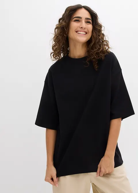 Bonprix Modernes Oversize Shirt Aus Schwerer Bio-Baumwolle - Schwarz