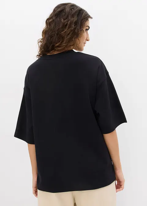 Bonprix Modernes Oversize Shirt Aus Schwerer Bio-Baumwolle - Schwarz