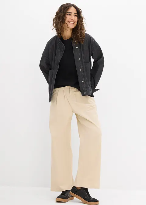 Bonprix Modernes Oversize Shirt Aus Schwerer Bio-Baumwolle - Schwarz