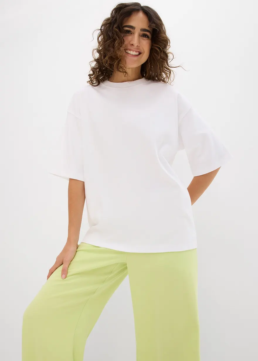 Bonprix Modernes Oversize Shirt Aus Schwerer Bio-Baumwolle - Weiß - Damen