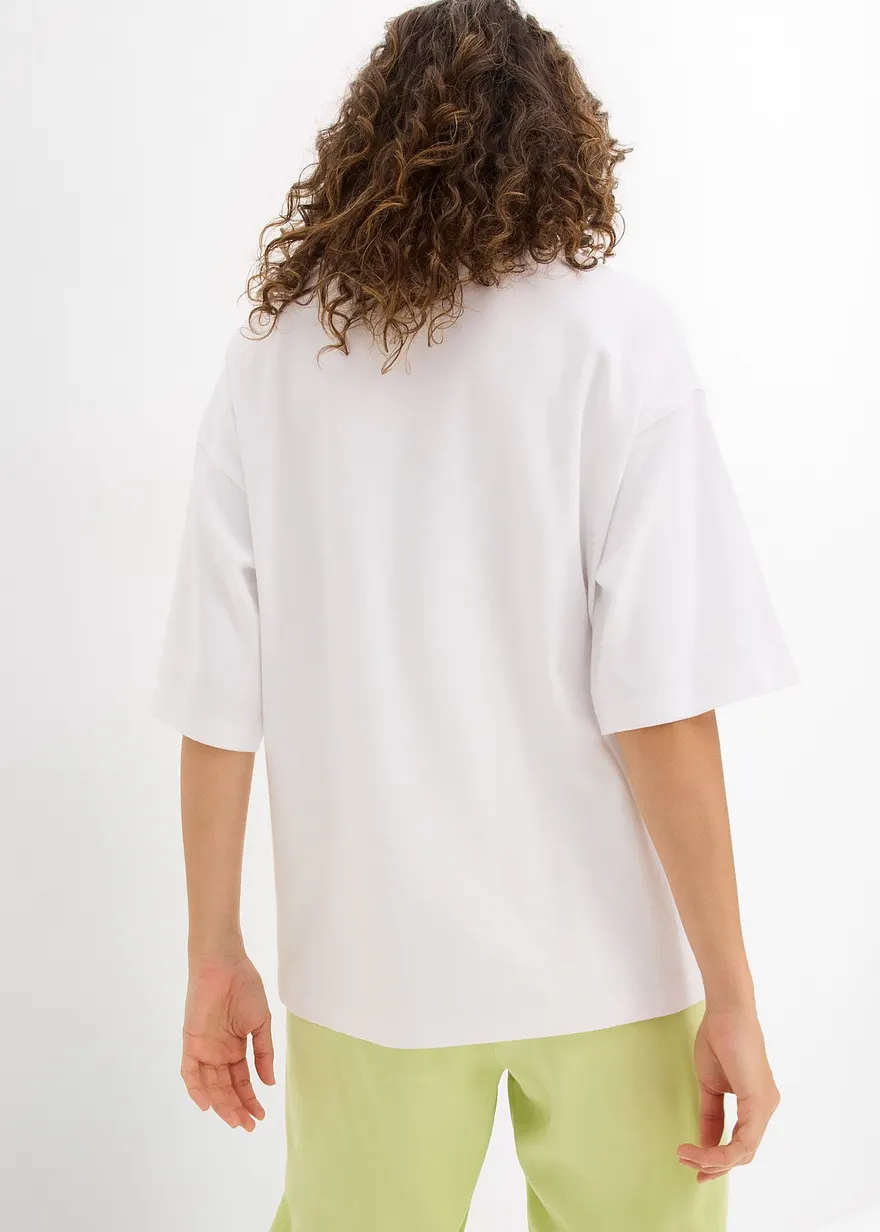 Bonprix Modernes Oversize Shirt Aus Schwerer Bio-Baumwolle - Weiß - Damen