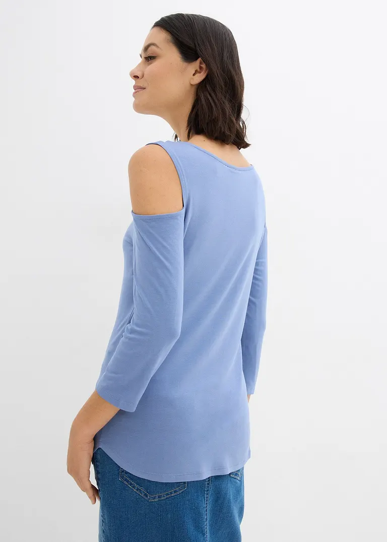 Bonprix Modernes Shirt Mit Cut-Outs Und Reißverschluss - Blau