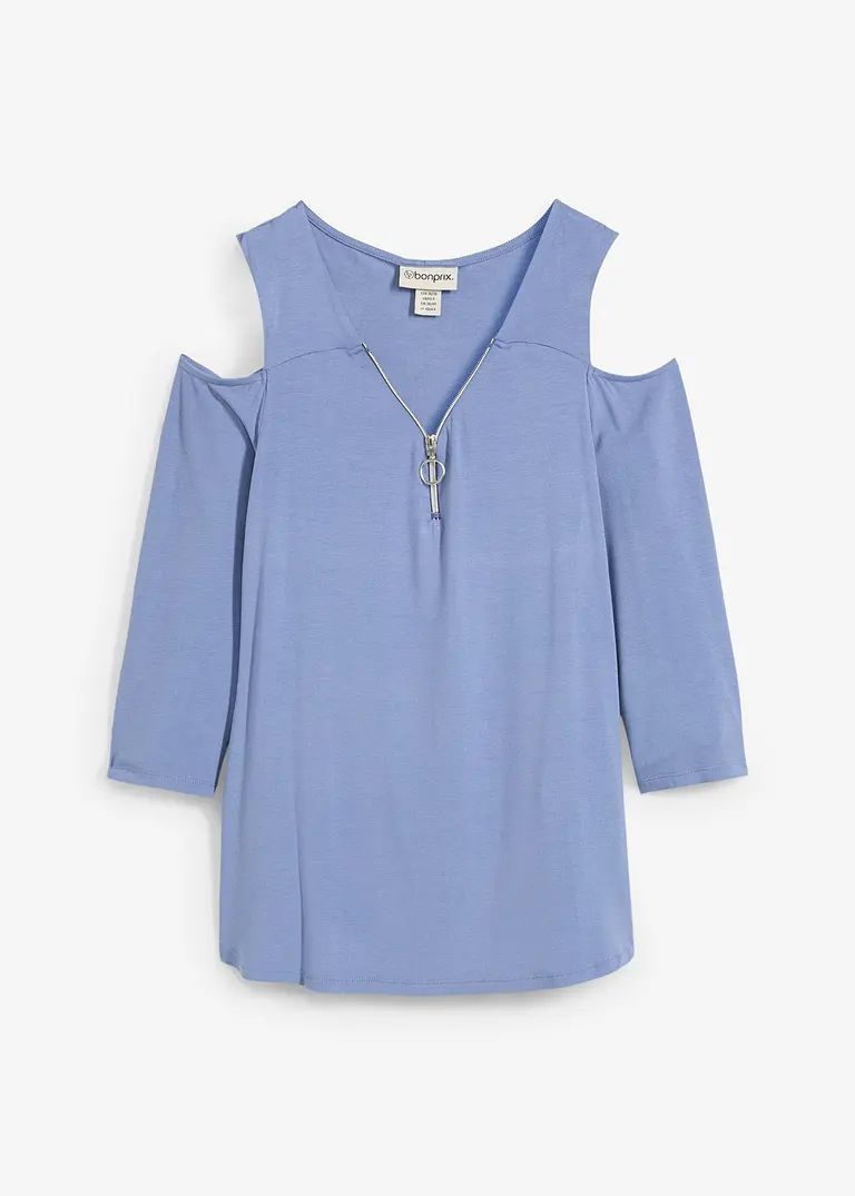 bonprix Modernes Shirt mit Cut-Outs und Reißverschluss - blau