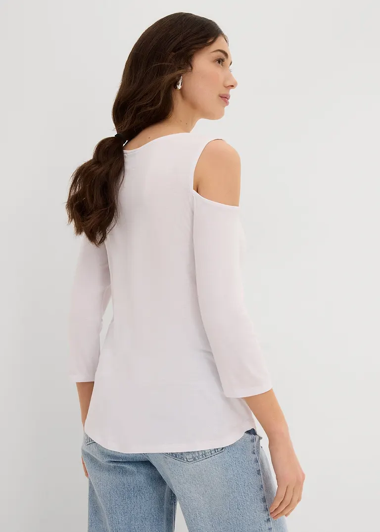 Bonprix Modernes Shirt Mit Cut-Outs Und Reißverschluss - Weiß