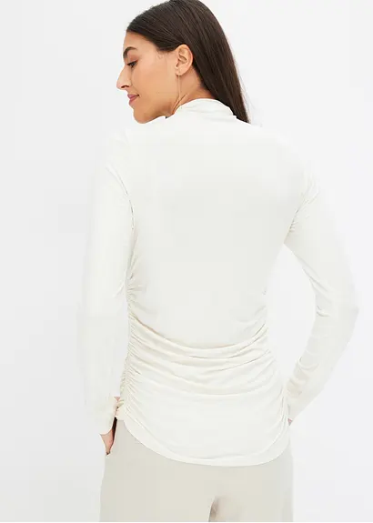 Bonprix Modernes Shirt Mit Figurschmeichelnder Raffung - Weiß