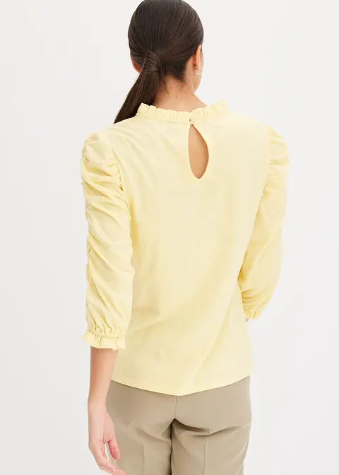 Bonprix Modernes Shirt Mit Raffung An Den Ärmeln - Gelb - Damen