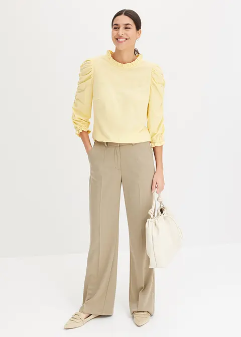 Bonprix Modernes Shirt Mit Raffung An Den Ärmeln - Gelb - Damen