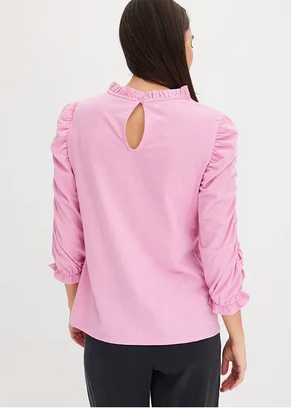 Bonprix Modernes Shirt Mit Raffung An Den Ärmeln - Rosa - Damen