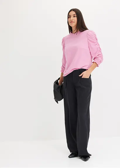 Bonprix Modernes Shirt Mit Raffung An Den Ärmeln - Rosa - Damen