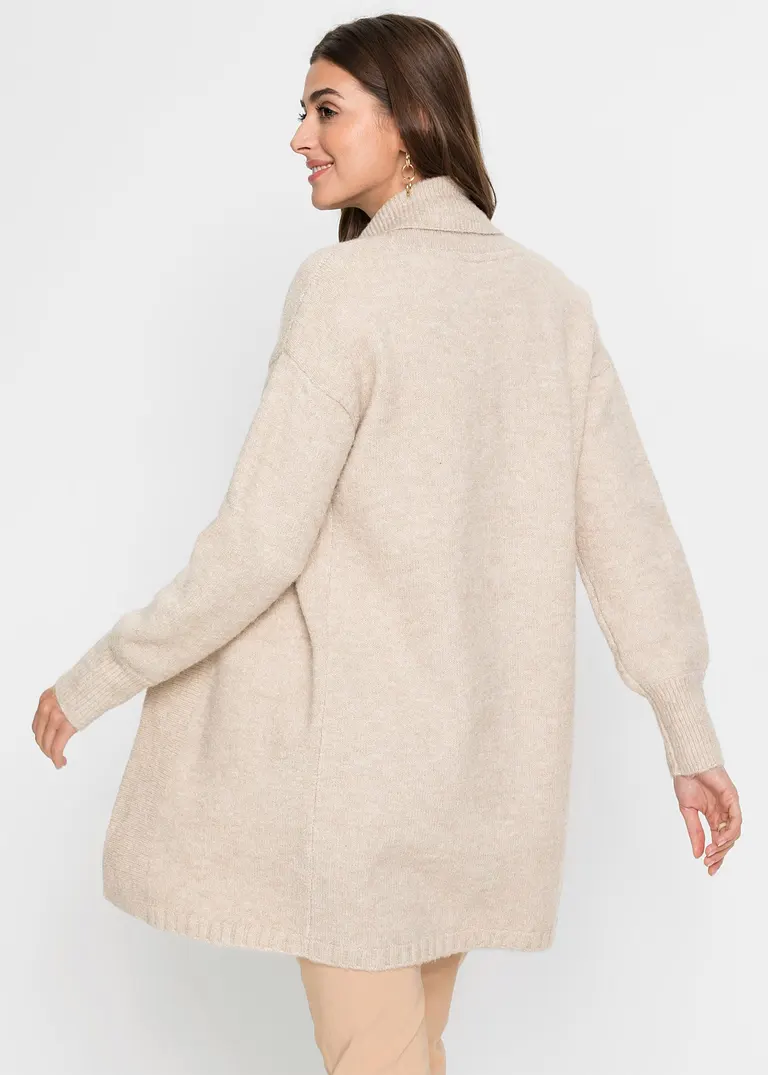 Bonprix Modernes Strickjacke Mit Voluminösen Ärmeln - Beige