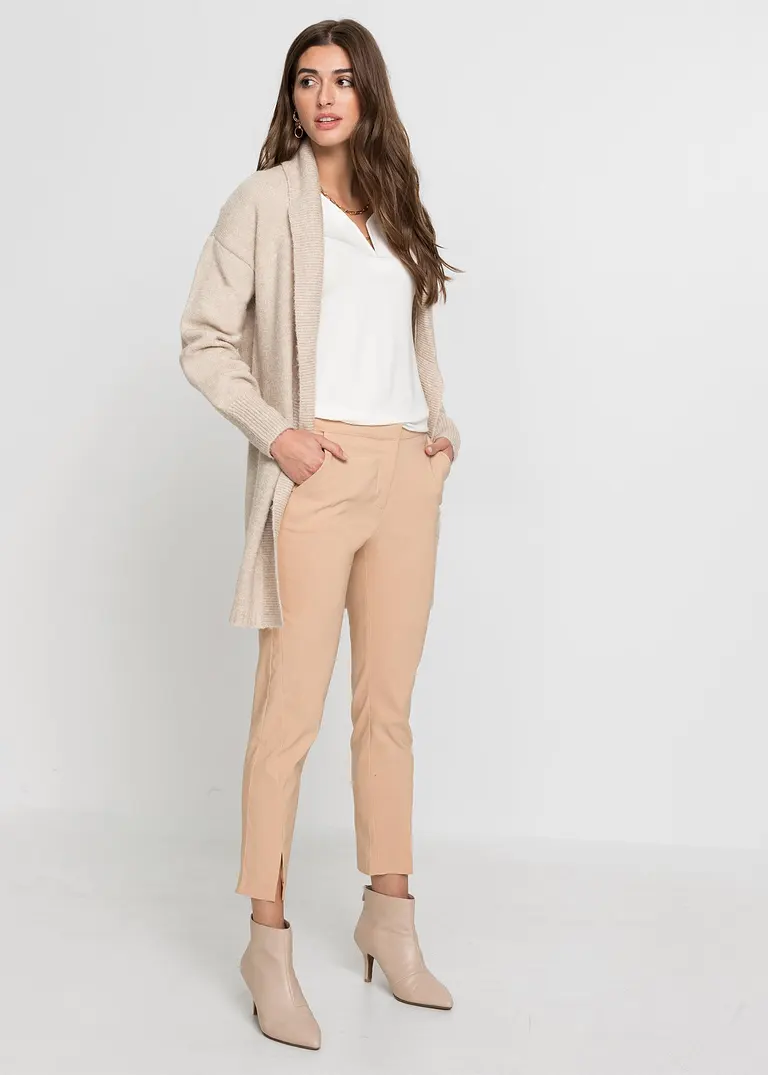 Bonprix Modernes Strickjacke Mit Voluminösen Ärmeln - Beige