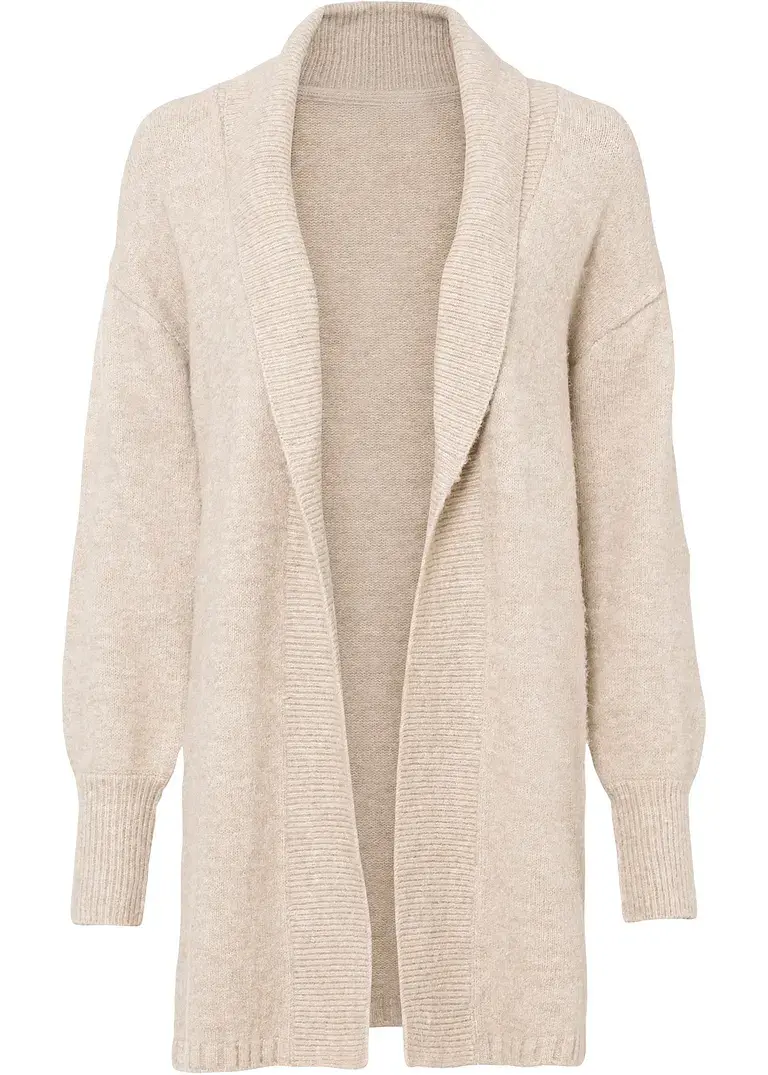 bonprix Modernes Strickjacke mit voluminösen Ärmeln - beige