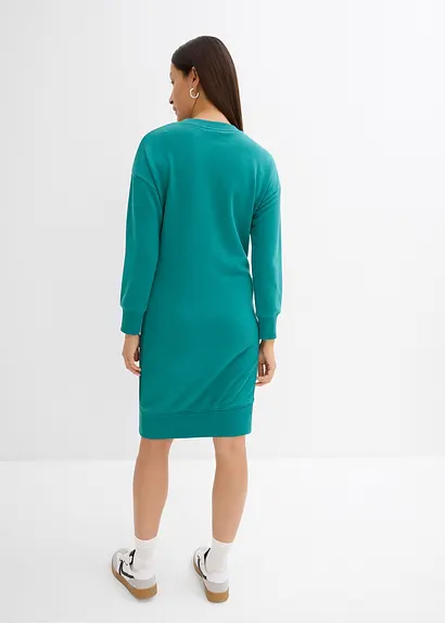 Bonprix Modernes Sweatkleid Mit Einem Rundhalsausschnitt - Petrol - Damen