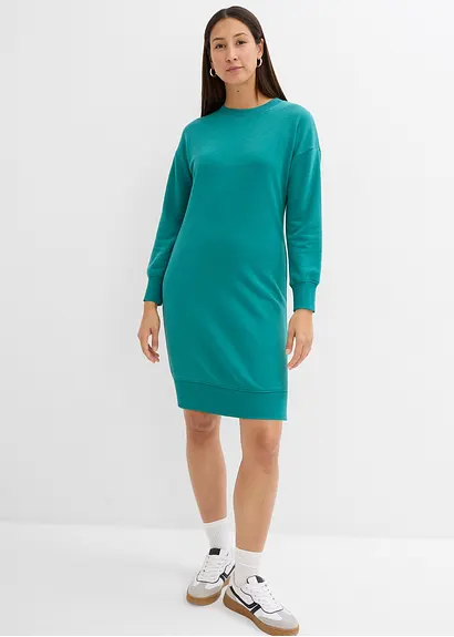 Bonprix Modernes Sweatkleid Mit Einem Rundhalsausschnitt - Petrol - Damen