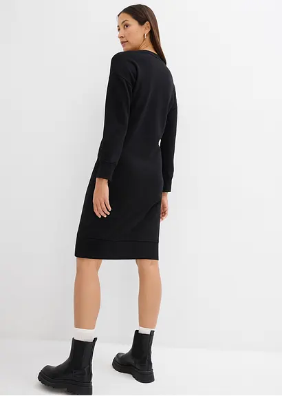 Bonprix Modernes Sweatkleid Mit Einem Rundhalsausschnitt - Schwarz