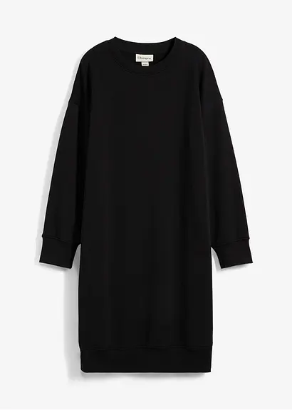 bonprix Modernes Sweatkleid mit einem Rundhalsausschnitt - schwarz