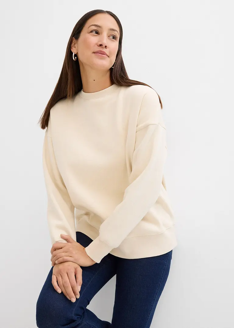 Bonprix Modernes Sweatshirt Mit Einem Rundhalsausschnitt - Beige - Damen