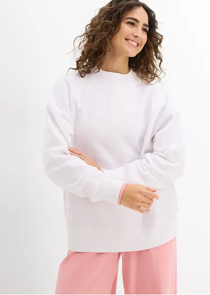 Bonprix Modernes Sweatshirt Mit Einem Rundhalsausschnitt - Weiß