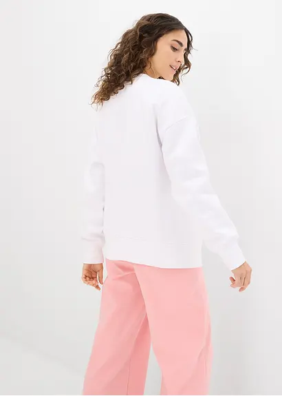 Bonprix Modernes Sweatshirt Mit Einem Rundhalsausschnitt - Weiß