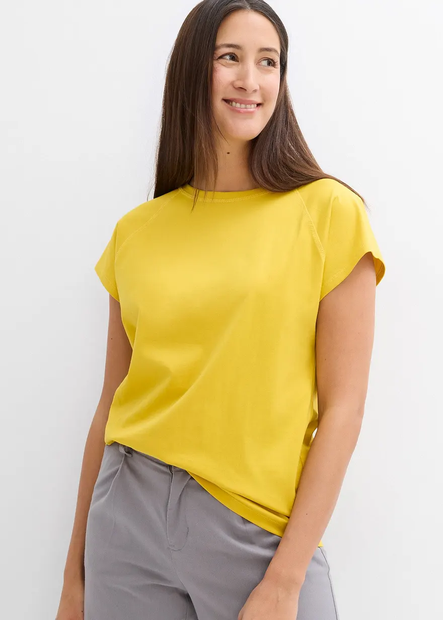 Bonprix Modernes T-Shirt Aus Bio-Baumwolle - Gelb - Damen
