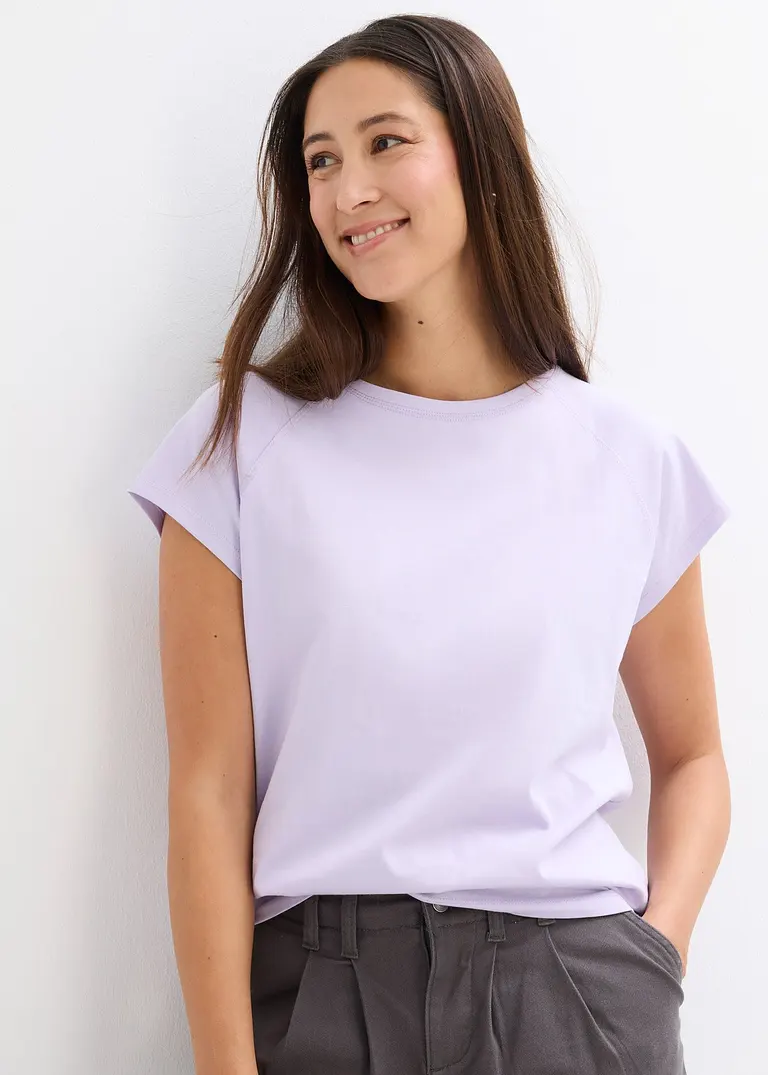 Bonprix Modernes T-Shirt Aus Bio-Baumwolle - Lila - Damen
